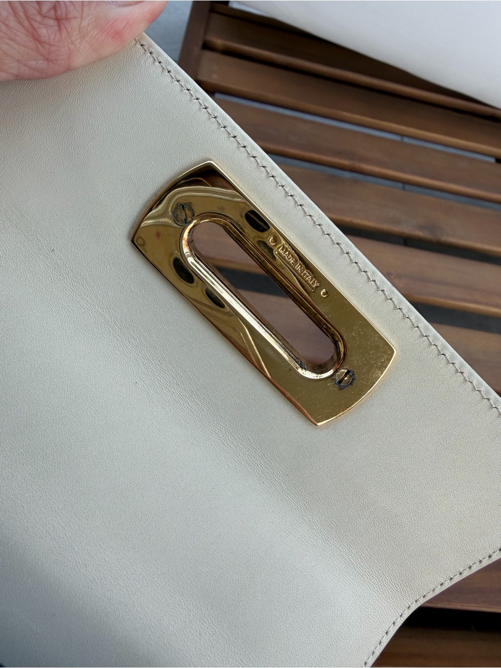 Salvatore Ferragamo Gancini Cream Leather Top Handle Crossbody Bag - Picture 12 of 15